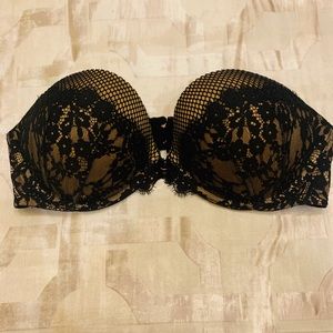 Victoria Secret Lace Padded Push up Strapless Bra
